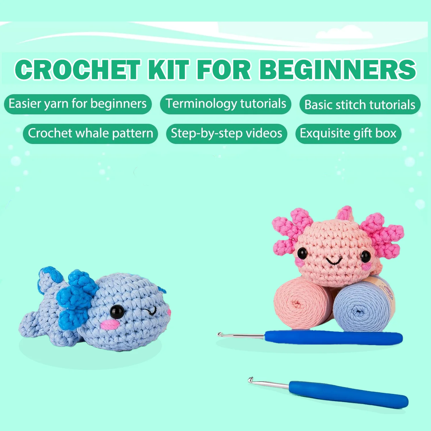 Crochet Kit for Beginners, Beginner Crochet Kit for Adults Kids Women Men Complete Kit Included,Beginner Crochet Kits for Adult 4