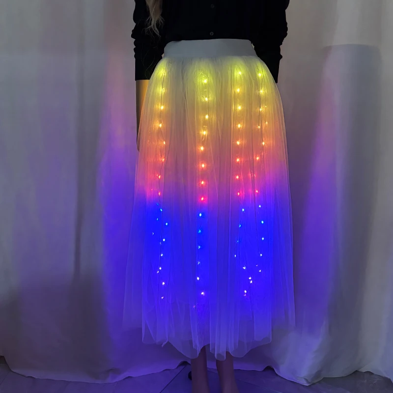 Falda brillante LED para niña y mujer, falda LED de hadas con carga USB, accesorios para disfraz de danza del vientre, regalo novedoso