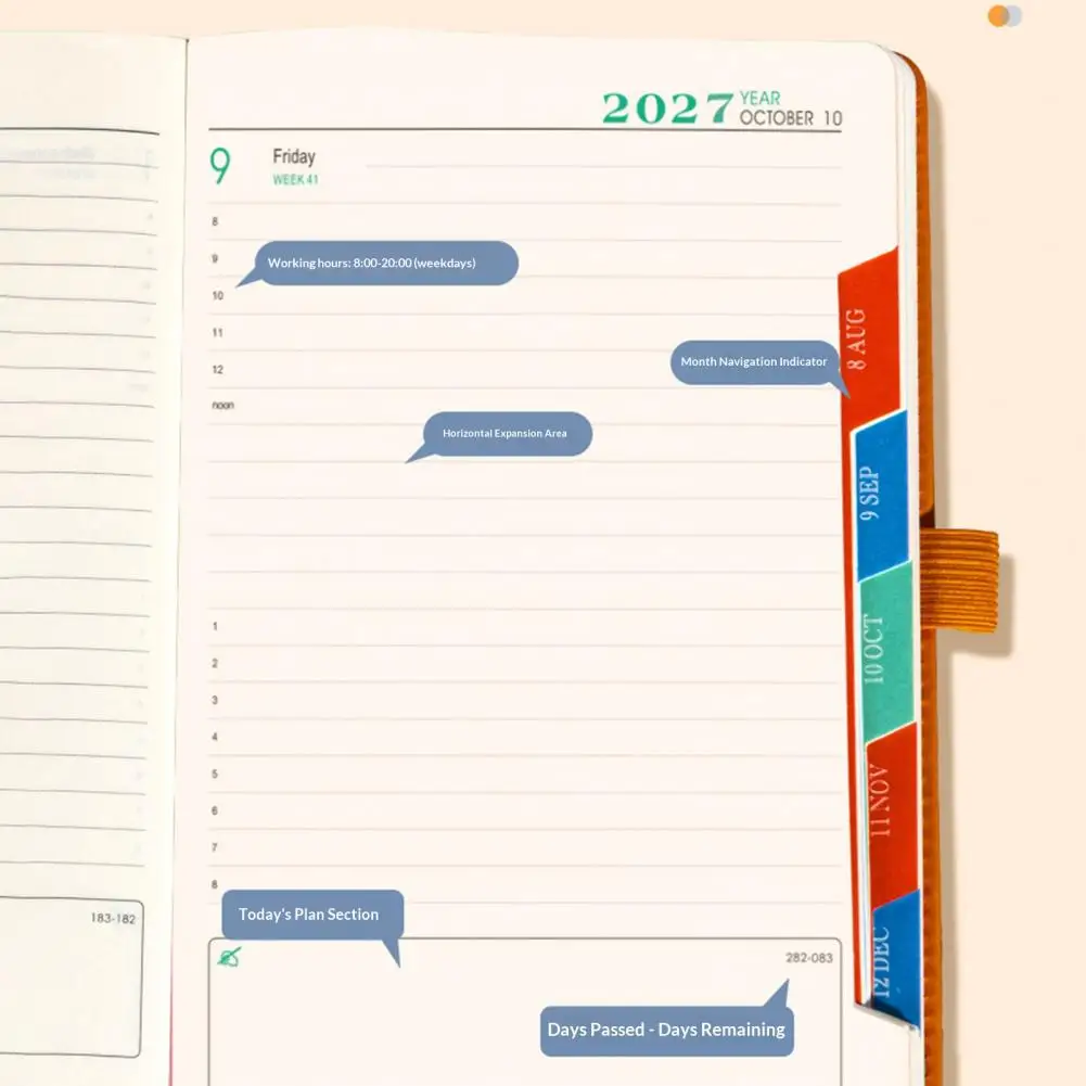 A5 Hardcover Agenda for Work Planner for Appointments 2027 Weekly Planner A5 320-page Schedule Notebook with Elastic for Work