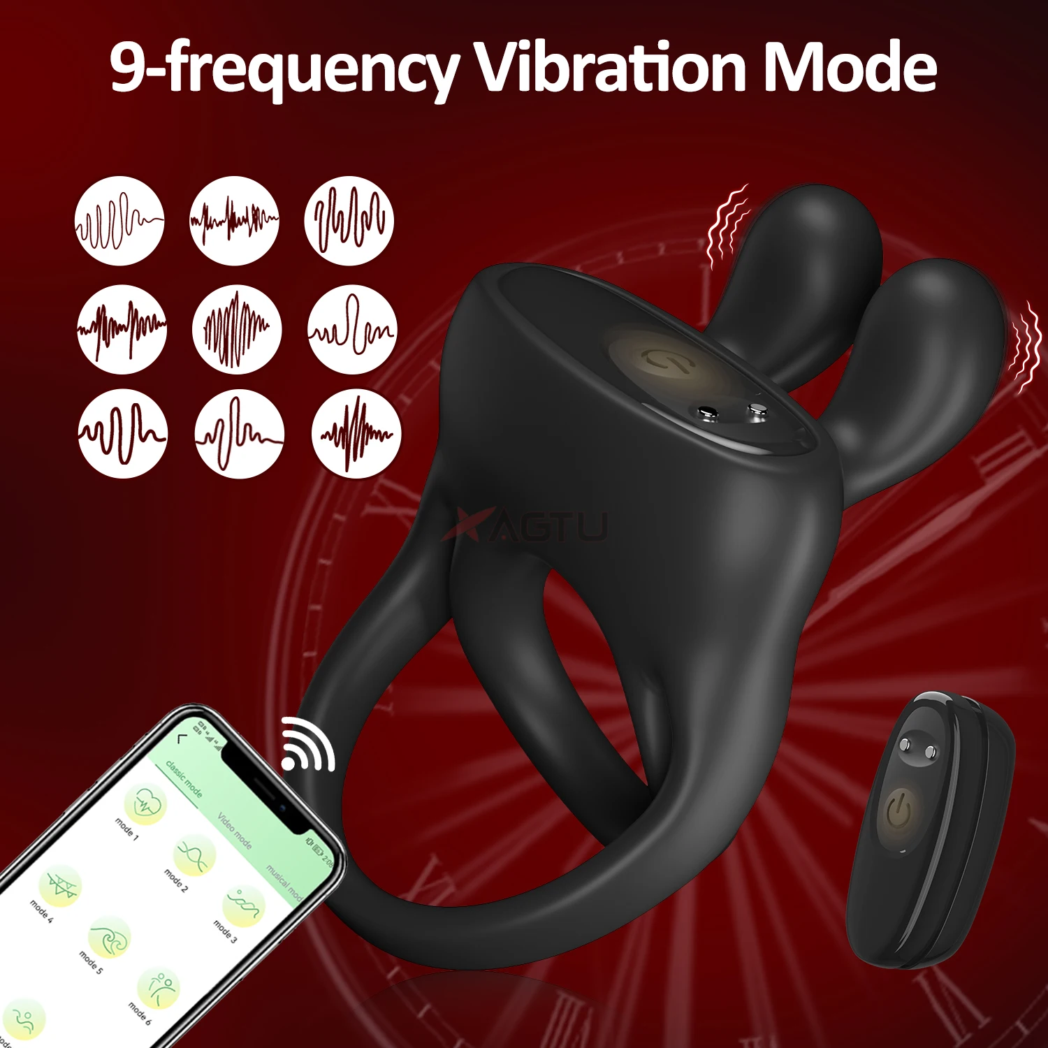 APP Vibrating Cock Ring Penis Ring Male Erection Enhancing Clit Vibrator for Women Clitoral Stimulator Adult Sex Toys for Men - view 2