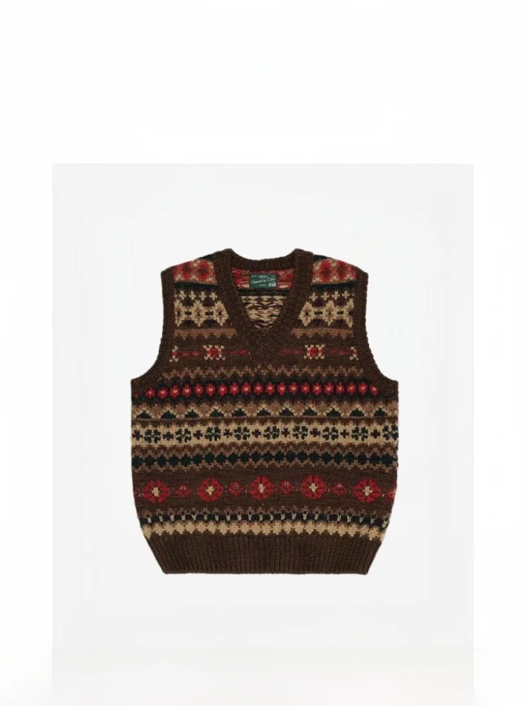 

Жилет TheBarnnet Fair Isle в корейском стиле, ретро-ветровка в университетском стиле, утепленное зимнее пальто для женщин без рукавов