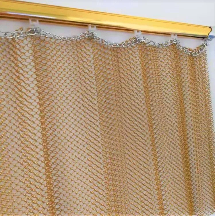 Custom Made Stainless Steel Fireplace Decorative Curtains Cascade Metal Coil Curtain Metal Mesh Chain Drapery Fabric