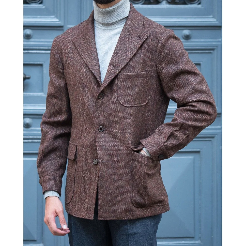 

Мужская куртка: высококачественный повседневный модный пиджак в винтажном стиле из ткани «ёлочка», однобортный, для мужчин, для деловых встреч