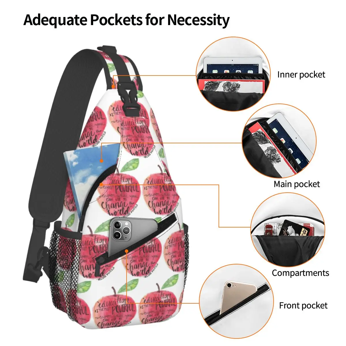 Teacher Quote Chest Bag Men Sling Crossbody Backpack Chest Bag Travel Hiking Daypack Shoulder Bag