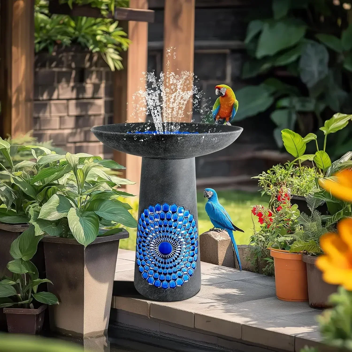 

[Hot Sale, Limited Stock!]21.5 Inch Tall Bird Bath for Outdoor, Birdfeeder for Garden Yard Lawn Decor,Ceramic Bird Bath, UV Resi