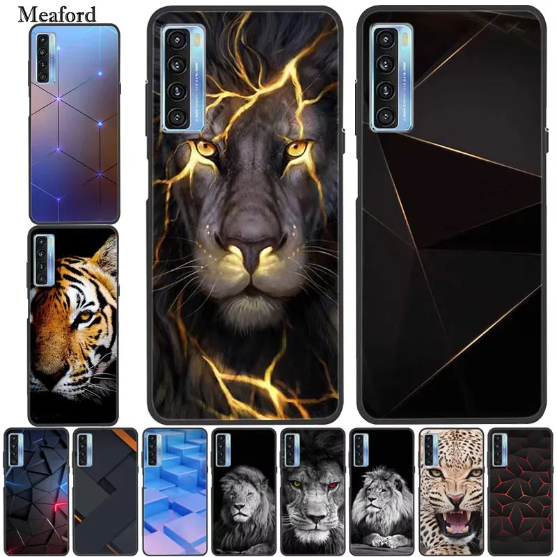 Funda para TCL 20 5G Animal silicona TPU Funda trasera de teléfono suave para TCL 20S 20L + fundas TCL 20L Plus Funda León Coque a prueba de golpes
