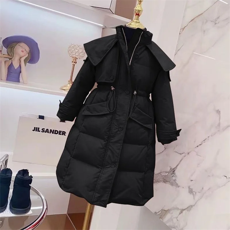 Girls Down Coat Overcoat Jacket Windbreak 2024 Sweet Plus Thicken Winter Autumn Teenagers Warm Christmas Gift Children's Clothin