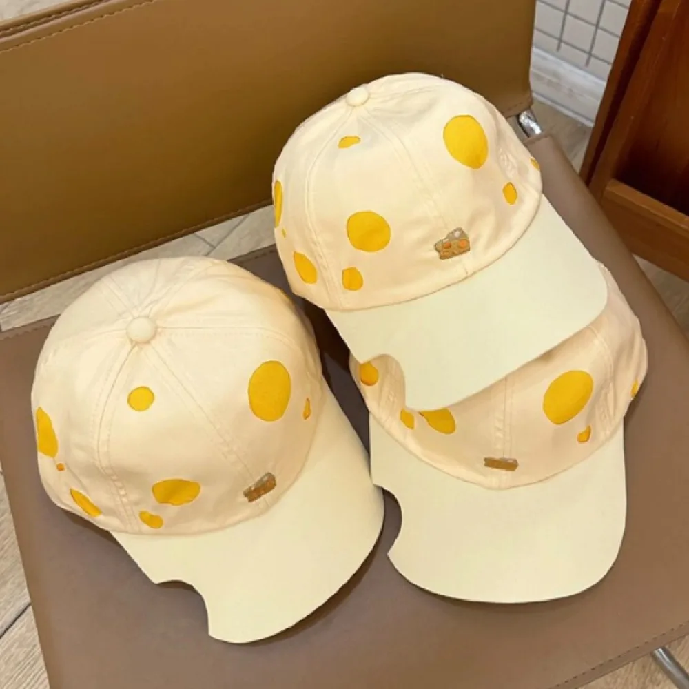 

Korean Style Cheese Baseball Cap Sunscreen Cartoon Cheese Embroider Sun Hat Hip-hop Cotton Take a Bite of The Cheese Peaked Cap