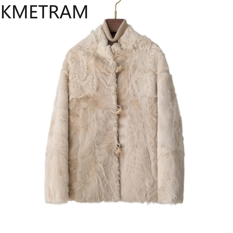 เสื้อโค้ทขนแกะแท้ 100% ยี่ห้อ KMETRAM ขนสองด้าน สำหรับผู้หญิง หรูหรา ความยาวปานกลาง เสื้อแจ็คเก็ตขนสัตว์แท้ เสื้อผ้าฤดูหนาวสำหรับผู้หญิง ปี 2025