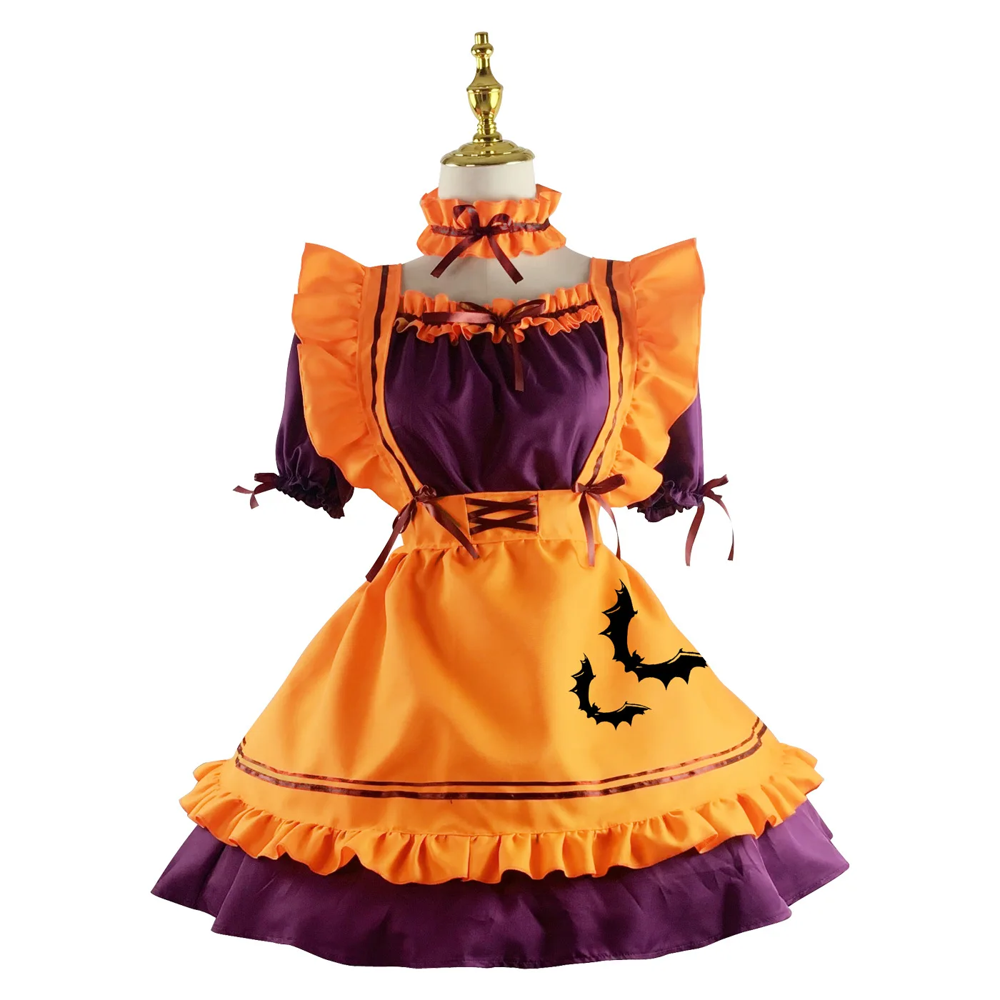 Halloween Lolita Maid Cosplay Costumes Japanese Kawaii Maid Apron Outfits Pumpkin Costume Gothic Lovely Party Stage Performance