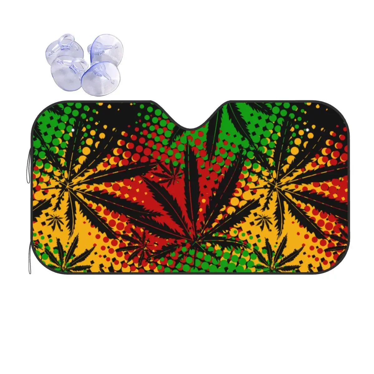 Rasta Marijuana Cannabis Rastafarian Windshield Sunshade Weed Leaf Car Front Windshield Sunshade Visor Blinds Sun Shade Protect