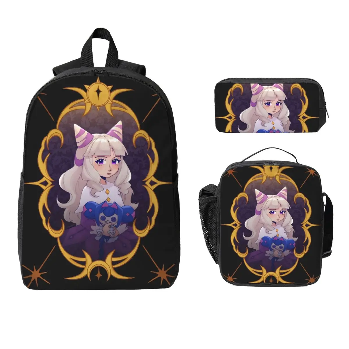 3Pcs K-Knights Of Guinevere merch Backpack Set  Pen Bags Bookbag Sets with Lunch Box For School Students Daypack