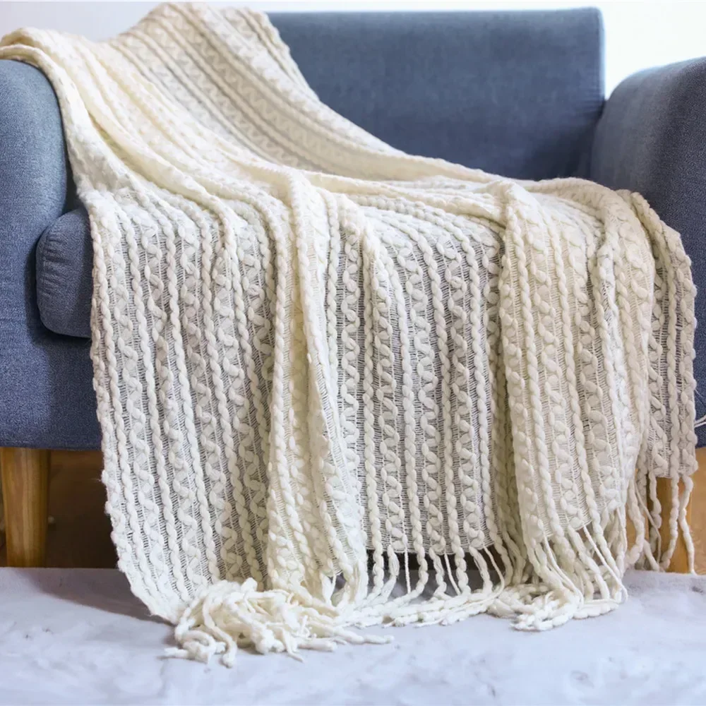 Nordic Knit Plaid Blanket Super Soft Bohemia Blanket For Bed Sofa Cover Bedspread Plaid On The Sofa Decor Blankets With Tassel