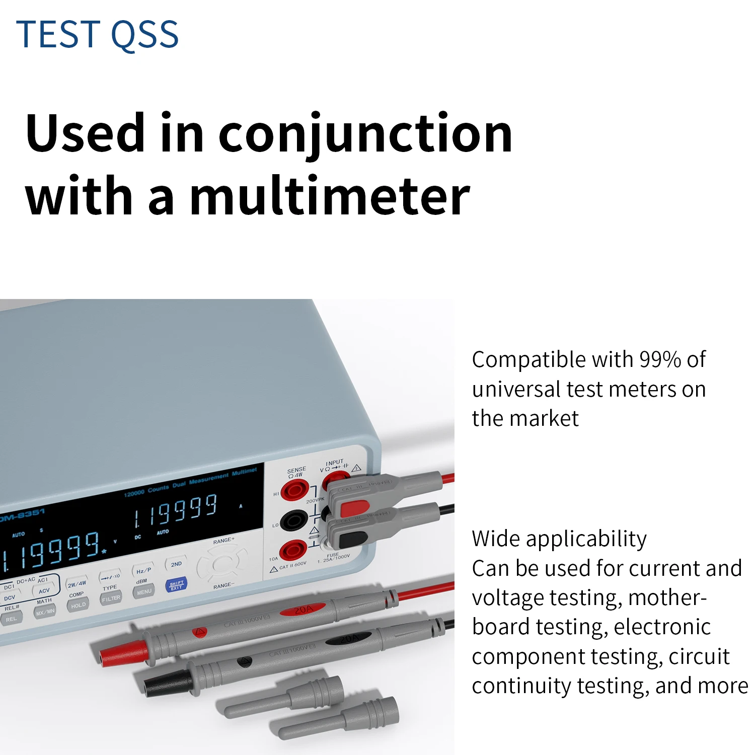 QSS multimeter meetsnoerset met vervangbare precisie scherpe sondes met lekdraad doorborende achtersonde Elektrisch gereedschap