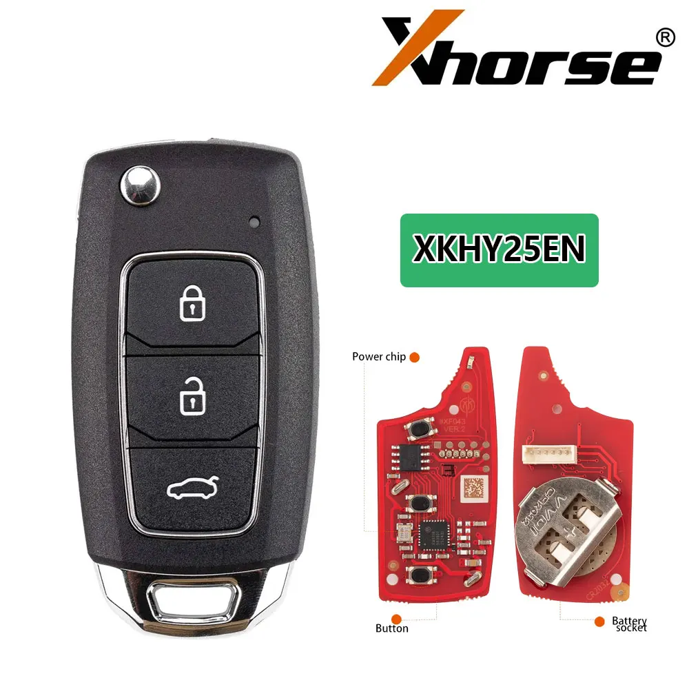 

5pcs Xhorse XKHY25EN 2nd Generation Universal Remote Key for Hyundai Type 3 Buttons Car Remote Key for VVDI MINI English Version