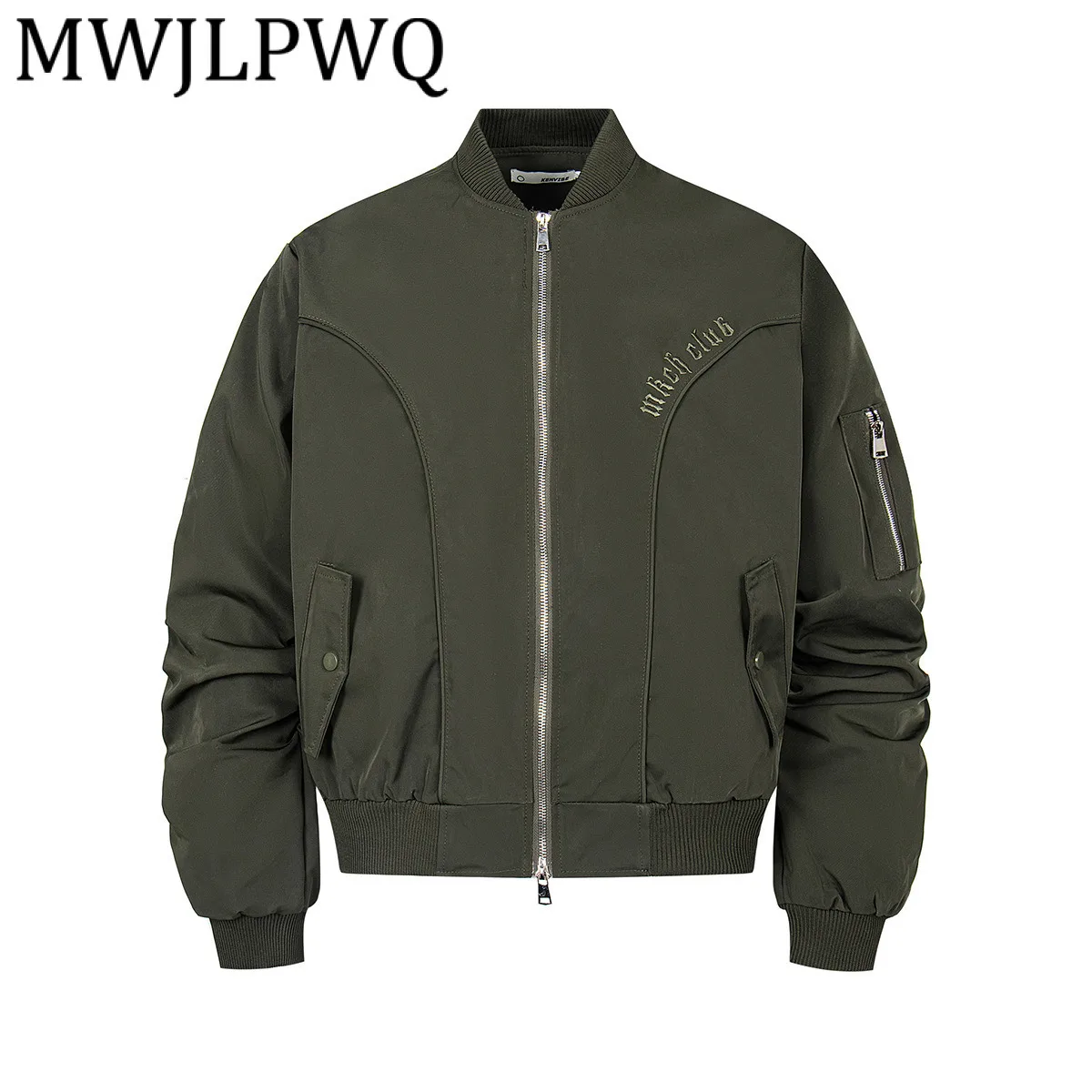 

MWJLPWQ Trendy 2025 Autumn New Baseball Jacket American High Street Pleated Deconstructed Design Sense Coat Short Trendy 21272