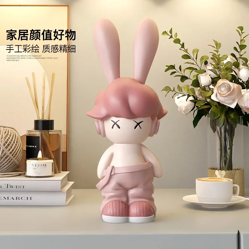 30cm Cute Long-eared Rabbit Doll Floor Ornaments Living Room Decorations