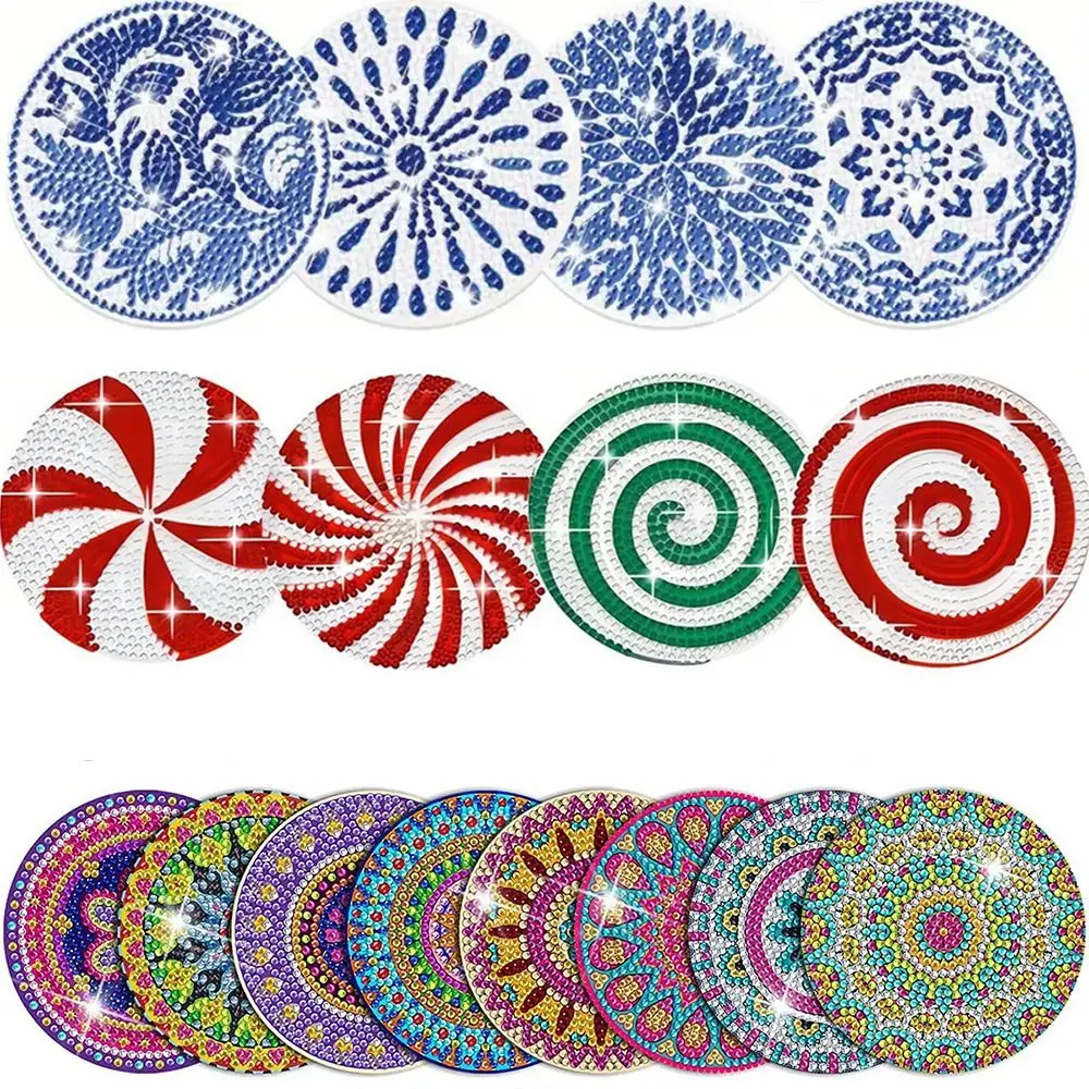 ماندالا الماس الوقايات الوقايات عدة المضادة للانزلاق الساطع الاكريليك الماس لوحات مع حامل تخفيض الإجهاد المطبخ طبق حصيرة