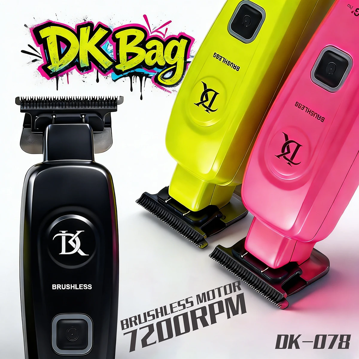 

Профессиональная электрическая машинка для стрижки волос с бесщеточным двигателем 7200 об/мин, цельнометаллическим DLC-лезвием и подставкой для парикмахерских.