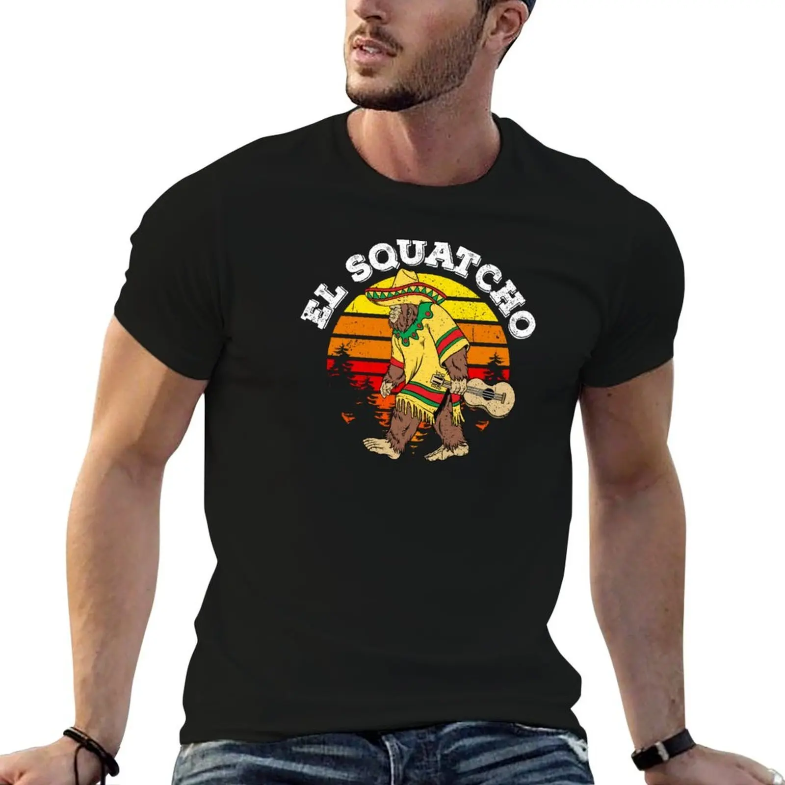 

El Squatcho Mexican Sasquatch Cinco De Mayo Bigfoot T-Shirt man t shirts cotton man t shirt cotton high quality T-Shirt