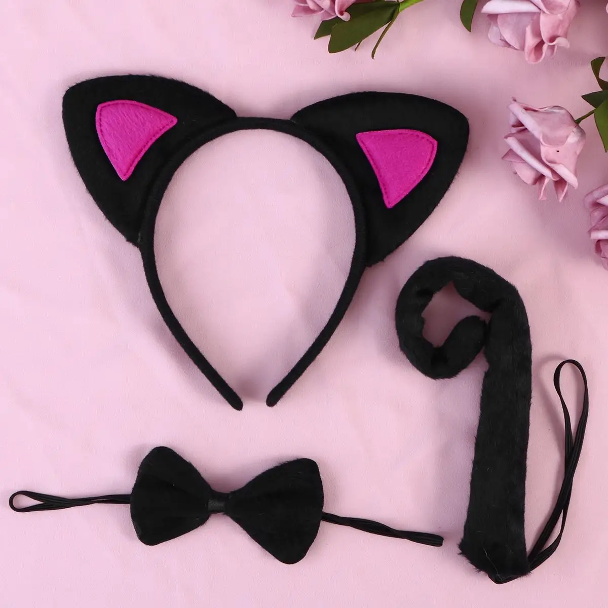 3Pcs Kid Cat Cosplay Set Cat Ear Hair Band Headwear Girl Plush Hair Hoop Carnival Birthday Cosplay Gift Costume Women Headband