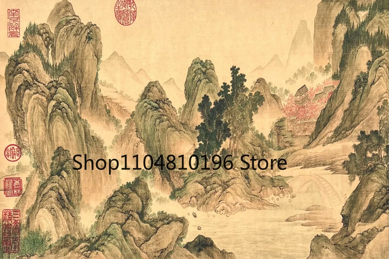 Old Chinese Yun Shouping - Spring Warmth Map of Hushan painting Small scroll