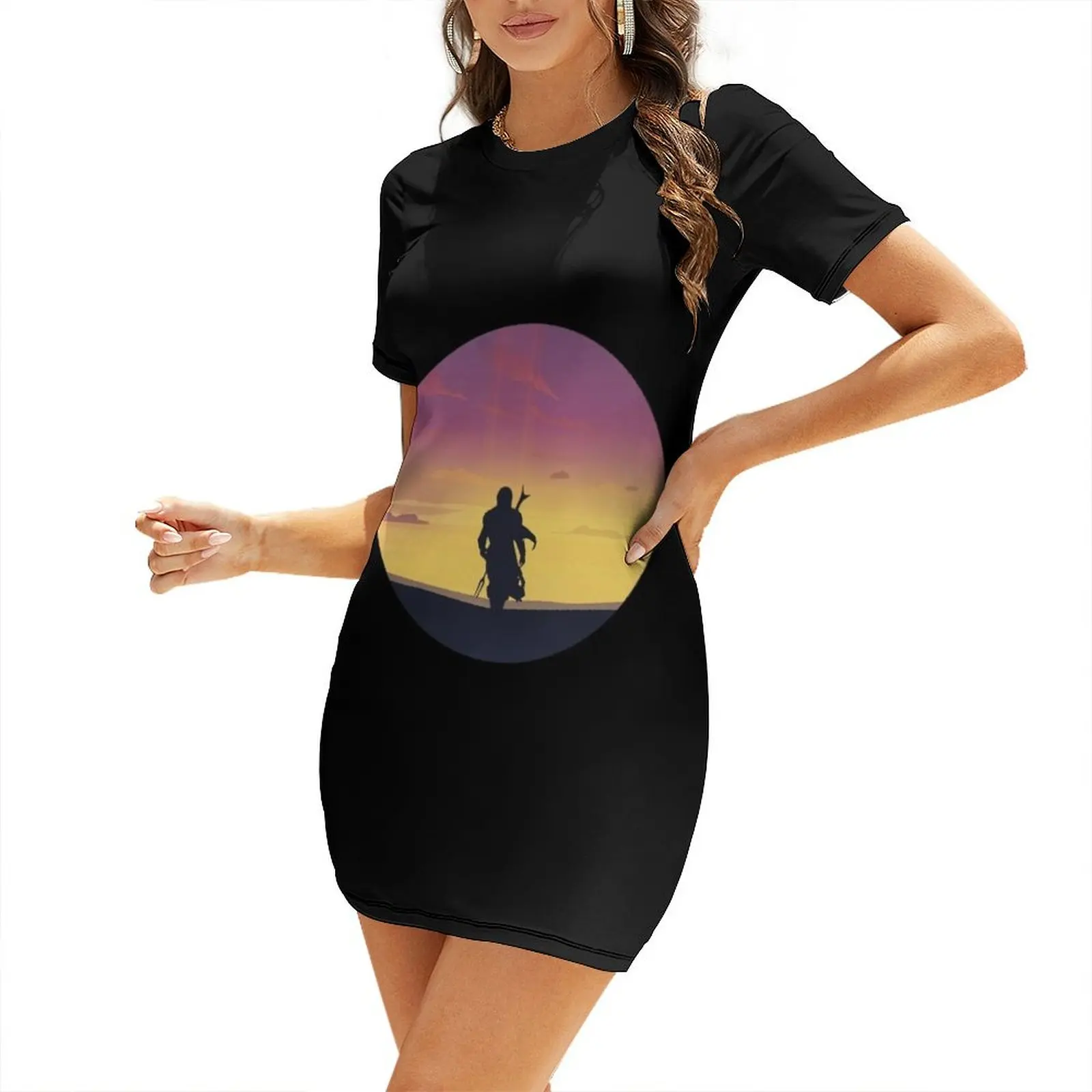 

the mando sun down 2020 gift best selling Short Sleeved Dress loose women's dress Women's summer long dress