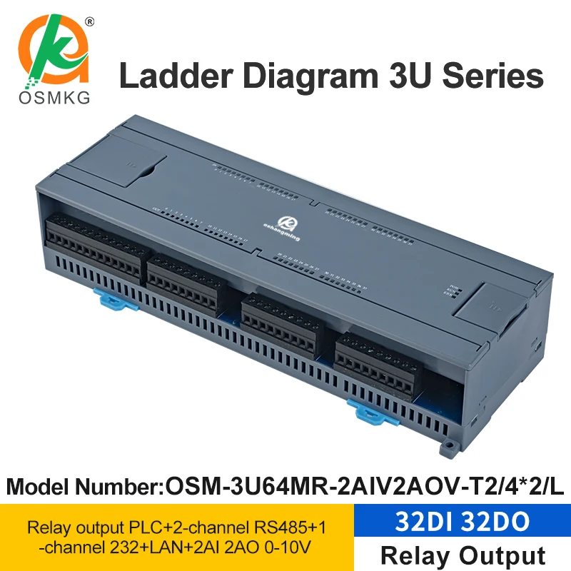 oshangming 32 Input  32 Relay Output PLC Analog Input Output RS485 RS232 Lan Modbus Rtu/TCP Ladder Diagram PLC Controller