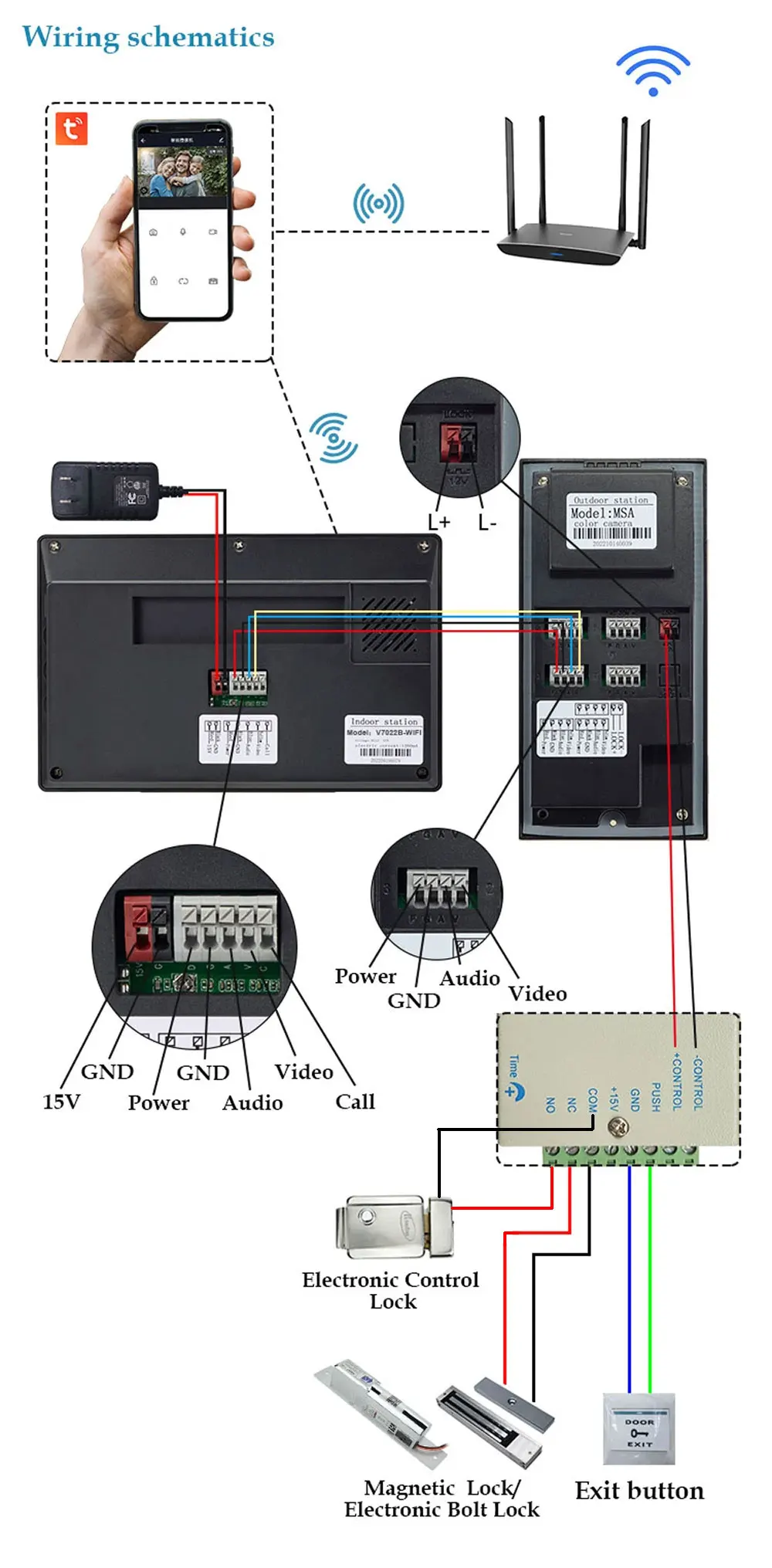 Imagem -05 - Polegada Wifi Sistema de Intercomunicação Telefone da Porta Vídeo Sistema Intercom Luz Branca Visão Noturna Campainha Câmera do Telefone Desbloqueio Remoto 7