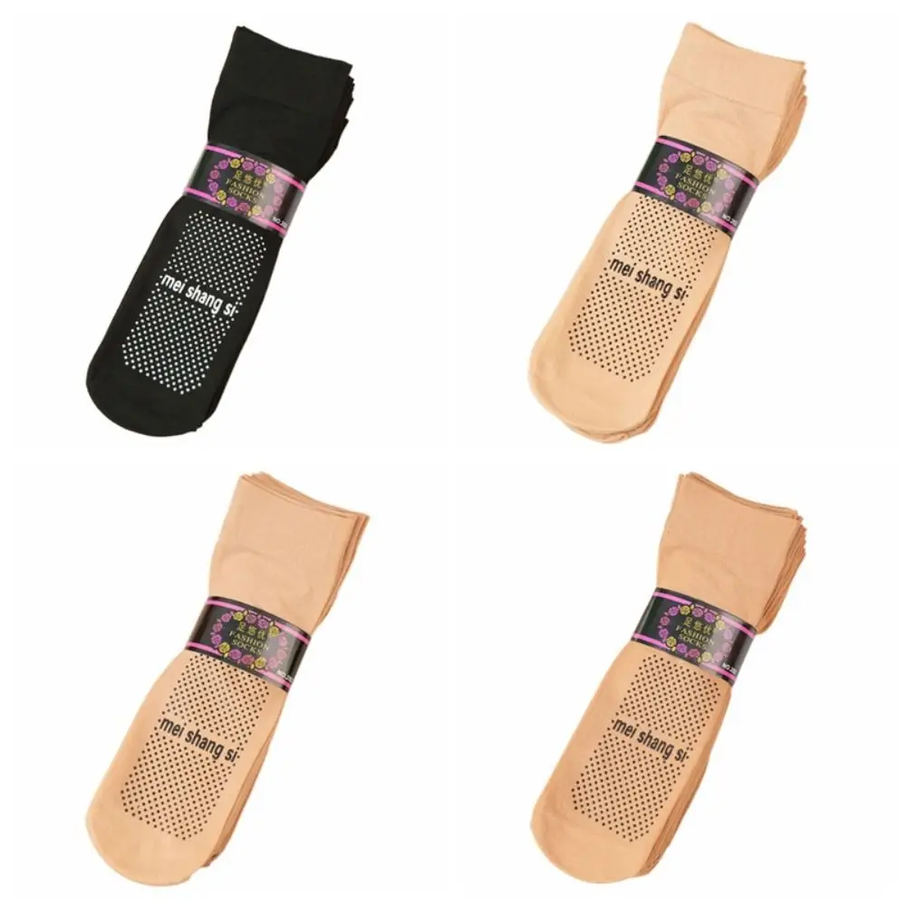 10 ペア透明クリスタルシルク靴下ノンスリップミッドふくらはぎ女性目に見えない靴下超薄型靴下シルク薄手のチューブソックス夏