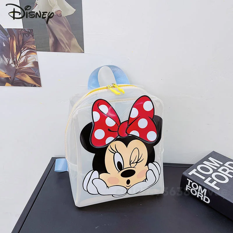 

Disney 2025 New Transparent Backpack Fashion High Quality Girl Jelly Backpack Cartoon Leisure Versatile Women's Mini Backpack