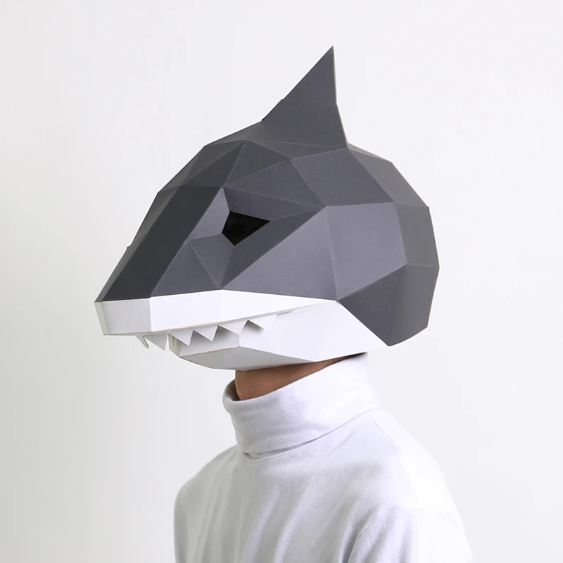 Masque tête de requin baleine, moule en papier 3D, couvre-chef, modèle Animal, accessoires de Cosplay d'halloween pour femmes et hommes, masques artisanaux de bricolage pour jeux de rôle de fête