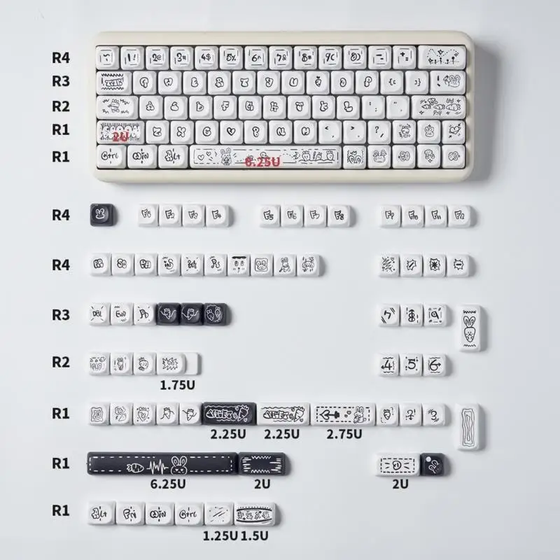 

31BA милые колпачки для ключей-морковки, стандартный PBT колпачок для сублимации краски, 13-клавишный профиль MOA для установки