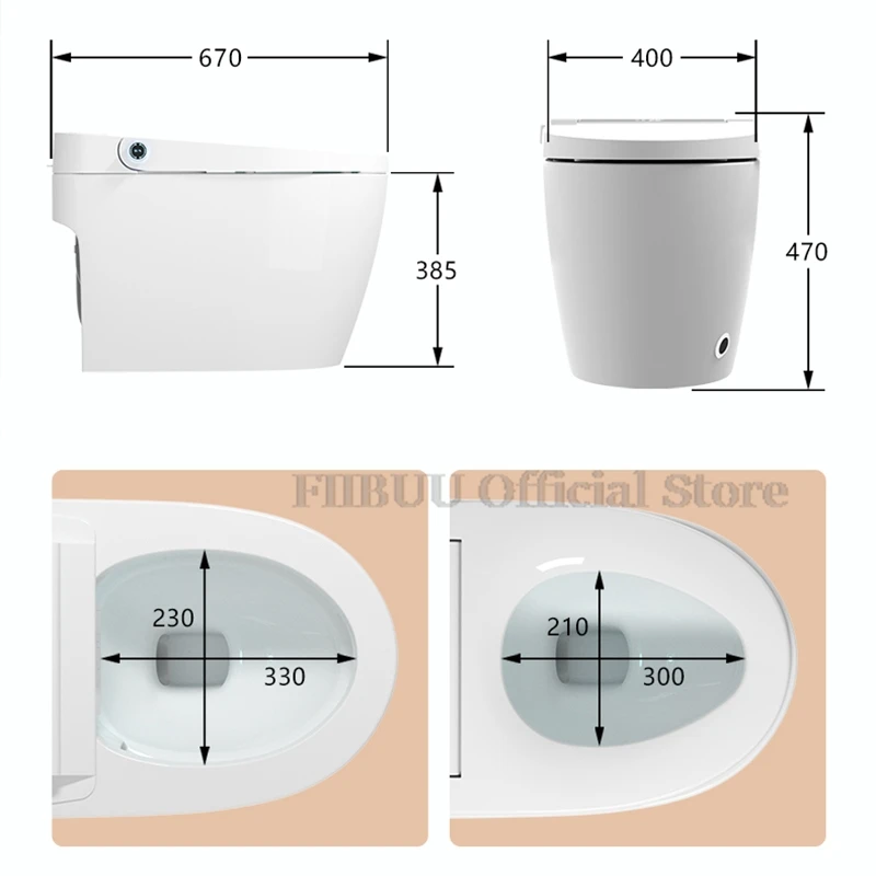 Smart Toilet with Bidet Built in One Piece Intelligent Electric Toilet Foot Sensor Auto Flush Heated Seat Warm Water Elongated