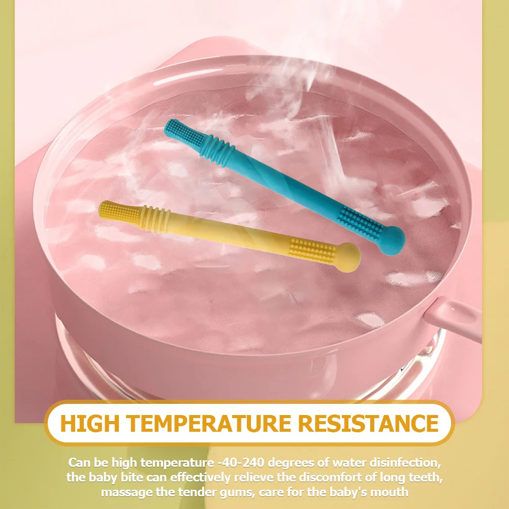 6 قطعة أنبوب التسنين سيليكون مضغ جوفاء للطفل المولي الإغاثة التنمية الحسية عضاضة القش استحمام الطفل هدية #4