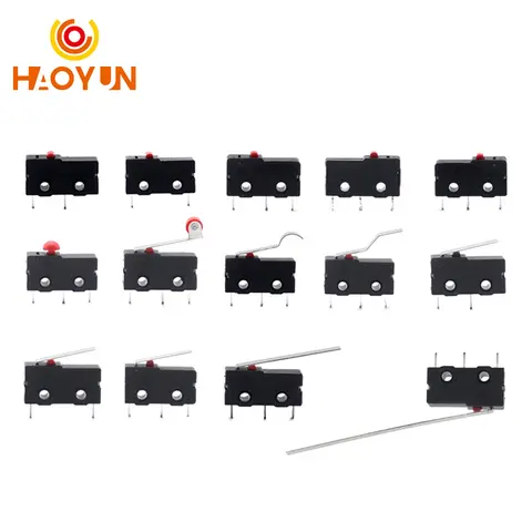 【10-5PCS】Micro interruptor de contato de cobre 5A 125/250V Mini interruptor de limite No NC 2/3Pin Roller Arc Rod Interruptor de botão rápido