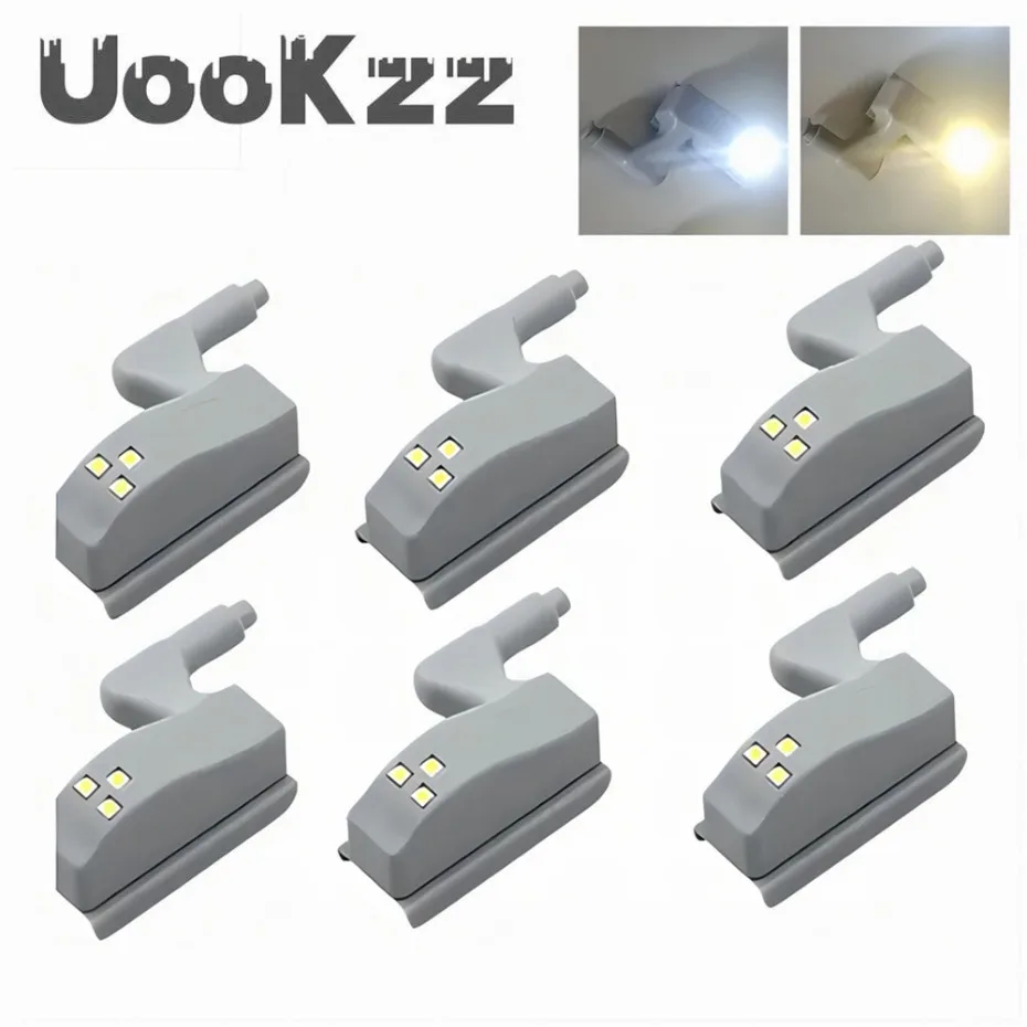 6 Pcs LED Inner Hinge Lamp Under Cabinet Lights Universal Wardrobe Cupboard Sensor Lights for Bedroom Kitchen Closet Night Lamp