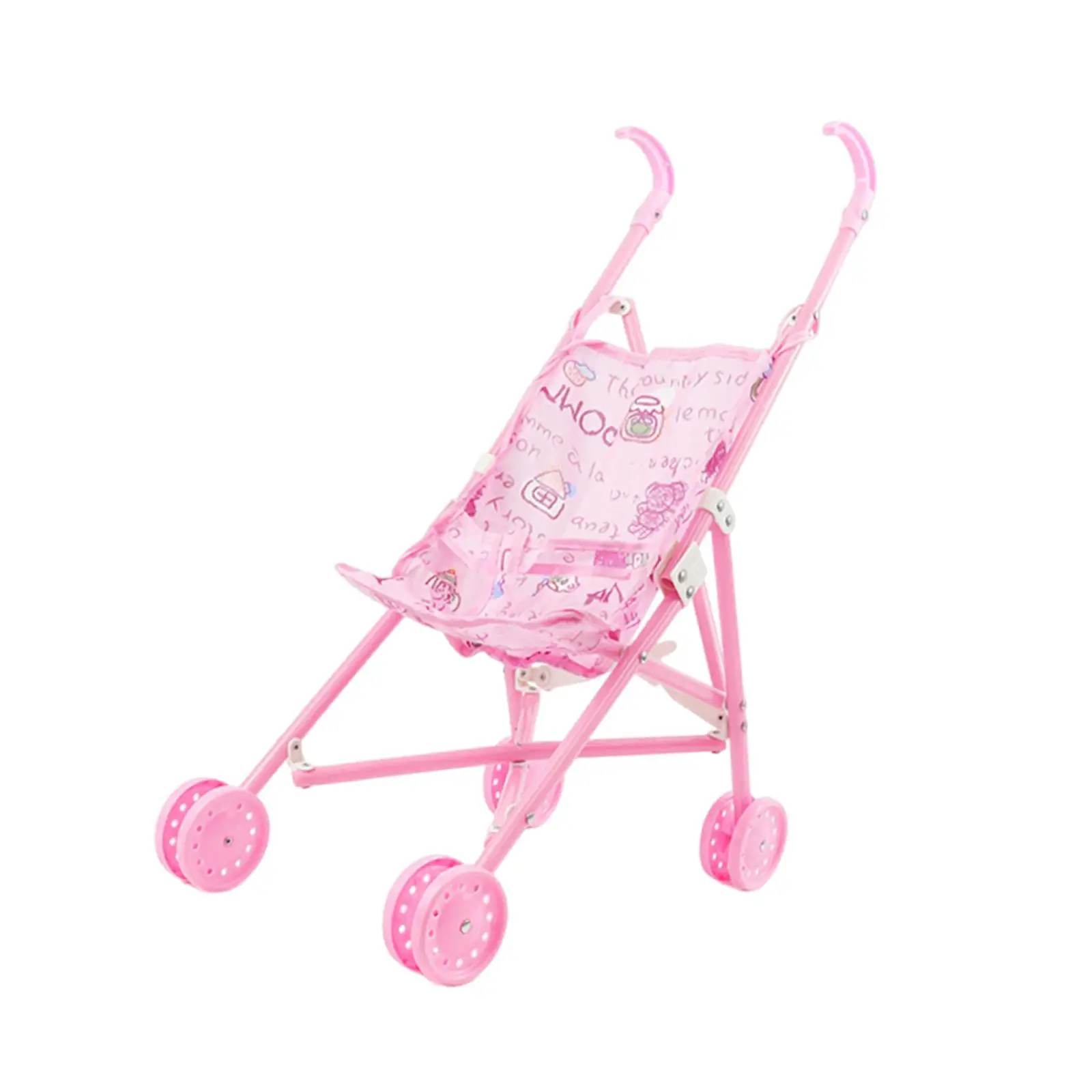 Childrens Doll Pushchair with Foldable Frame and Double Wheels Pretend Play Stroller for Baby Doll Educational Gift