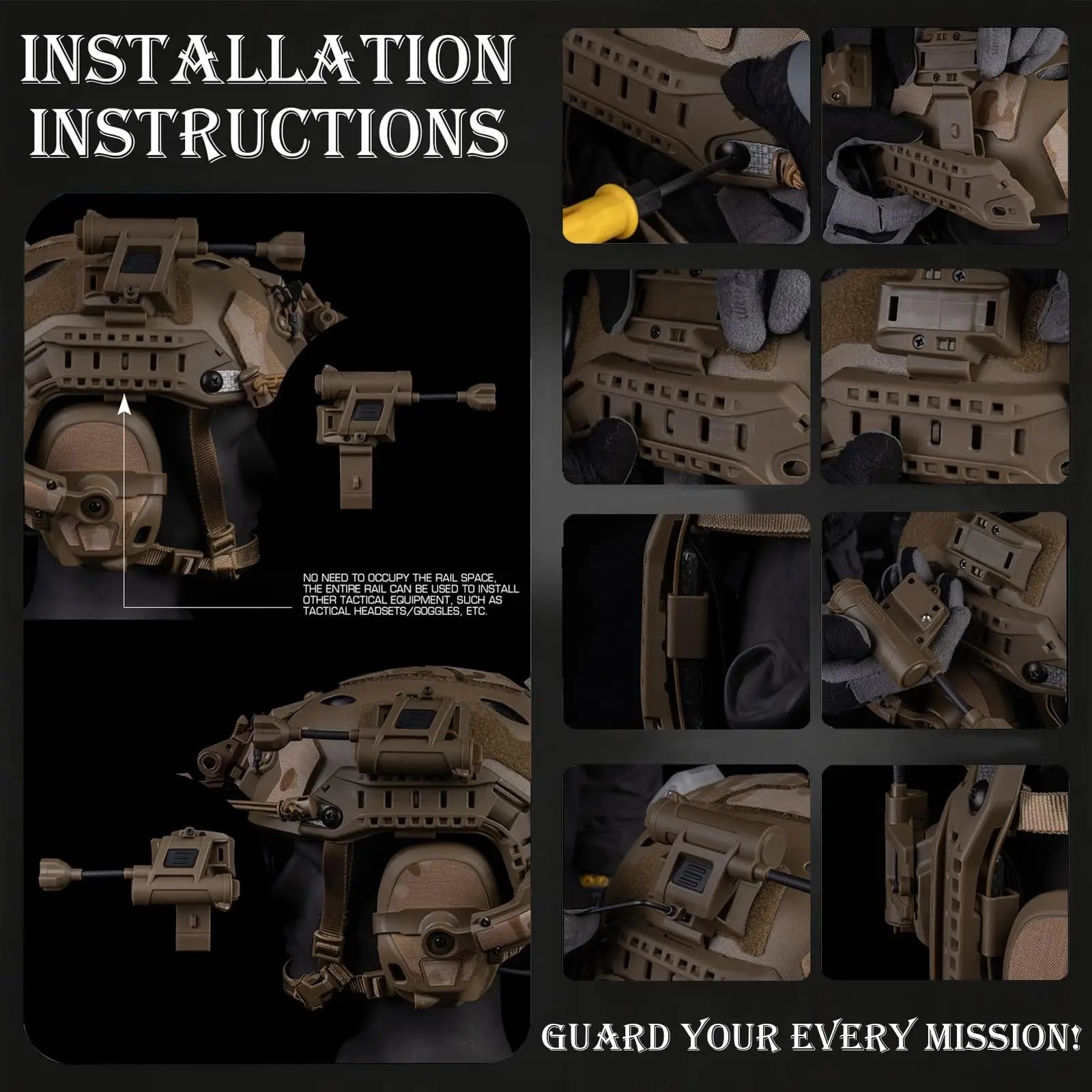 

Tactical Helmet Light Airsoft 6-Mode Adjustable LED Identification Light IR Survival Signal FlashLight for ARC Helmet Rails