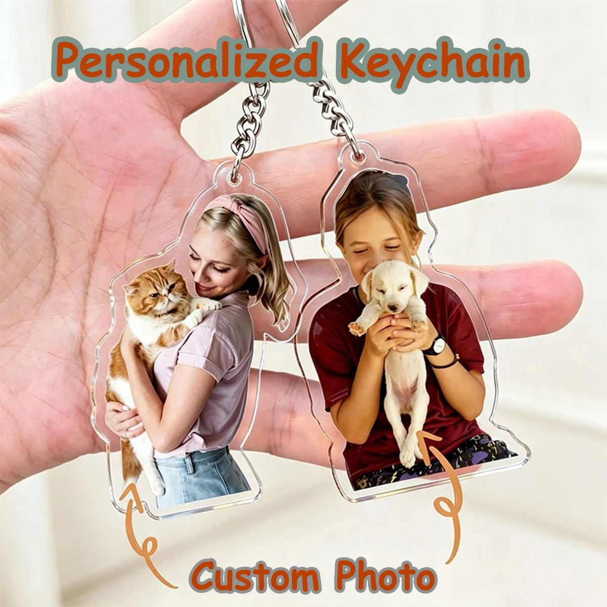 Custom Photo Acrylic Keychain Personalized Picture Key Chain Gift for Couple Family Pet Memorial Souvenir