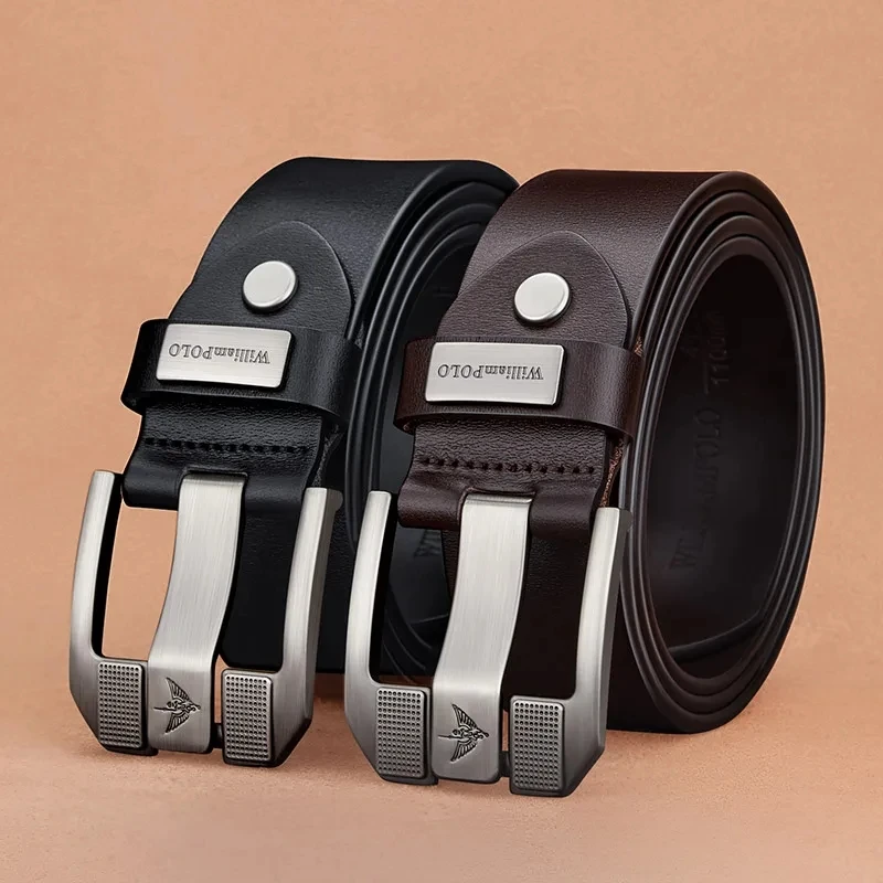 Men Belt Metal Luxury Brand Pin Buckle Cow Leather High Quality Belts for Men Business Work Casual Strap men Belts