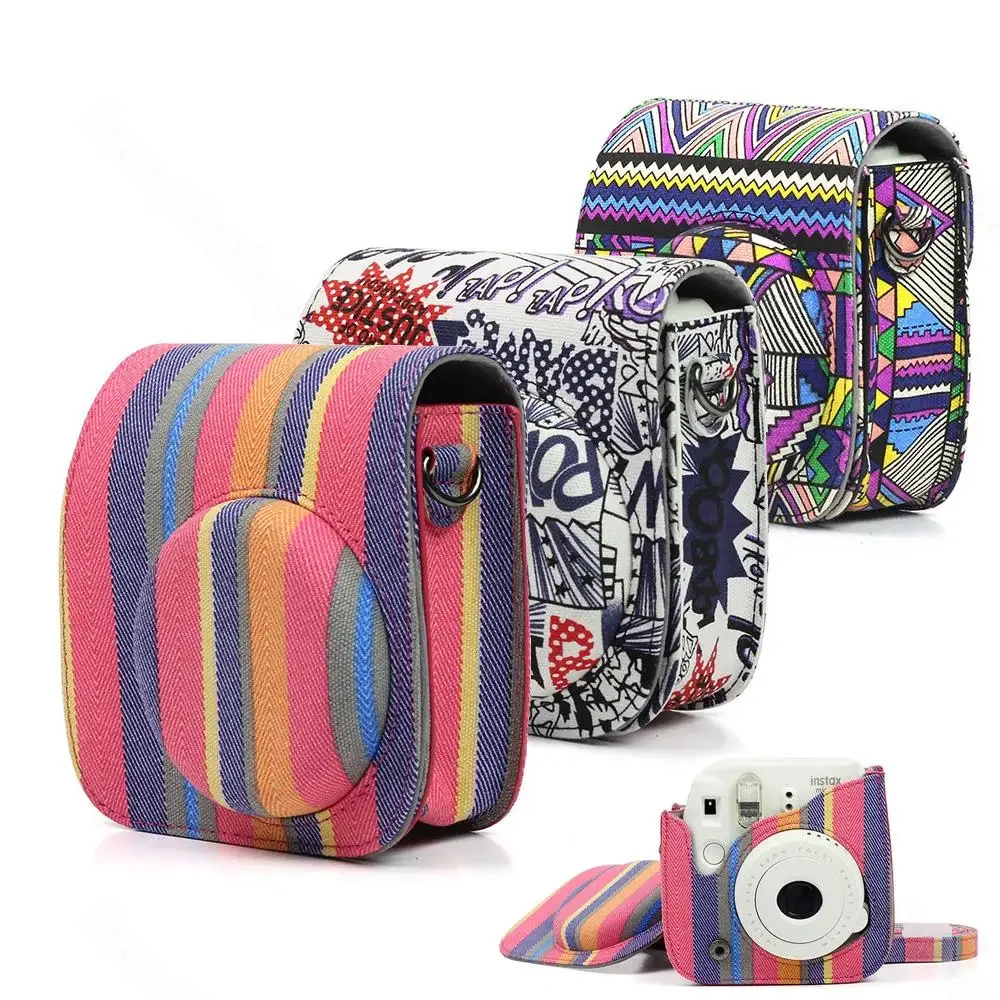 For Instax Mini 9/8 New Colorful Camera Protector Case Pouch Instant Film Camera Accessories Shoulder Strap Camera Cover Bag