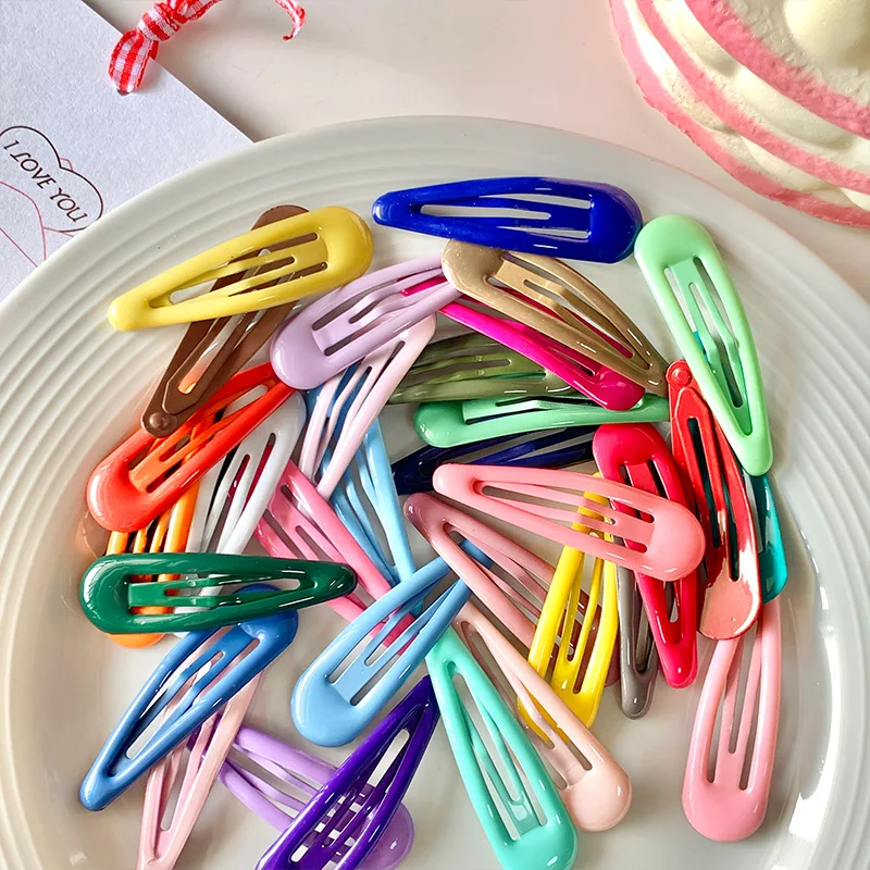 

20PCs 5cm Solid Color Metal Snap Hair Clips Oil Dripping Hair Clips Snap Drop Hairpins Baby Girls Headwear Nickle Free Lead Free