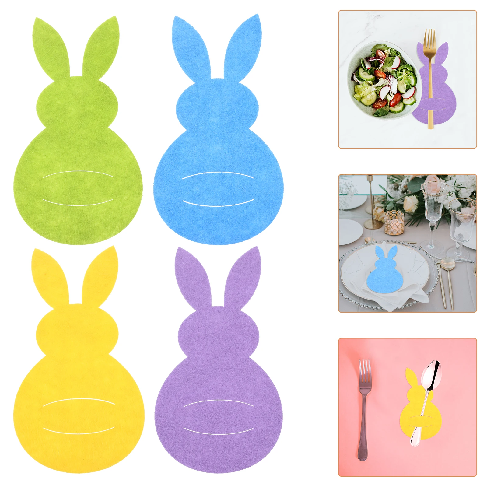 

4 Pcs Cutlery Rabbit Bag Pouch Tableware Shape Bags Bunny Utensil Holder Sleeve Banquet