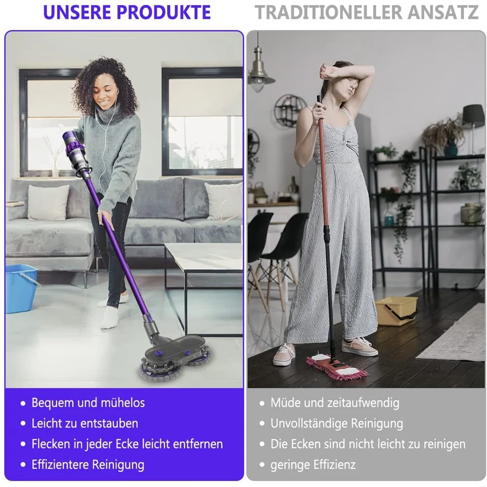 Acessório de esfregão para Dyson V7 V8 V10 V11 V15 Peças de reposição para aspirador de pó sem fio Cabeça de esfregão elétrico Acessórios de escova