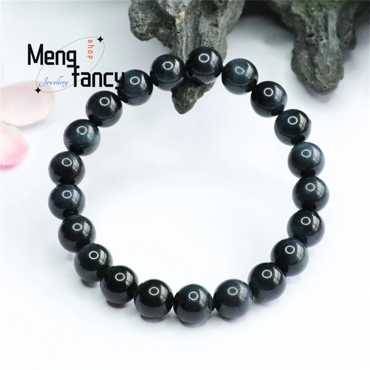 Natural Blue Cat Eye Crystal Beads Bracelet Simple Generous Personality Fashion Retro Style Men Women Fine Jewelry Holiday Gift