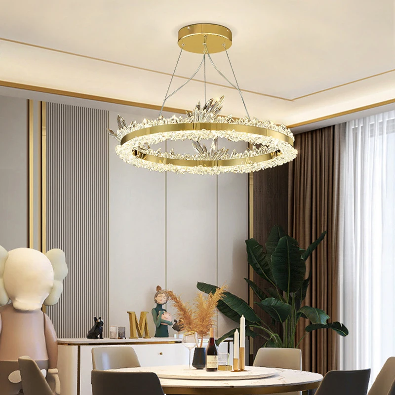 Luxury led Chandelier Lighting Living Room Iceberg Gold Hang Lamp Girl Bedroom 2022 Dining Crystal Crown Design Light Fixtures