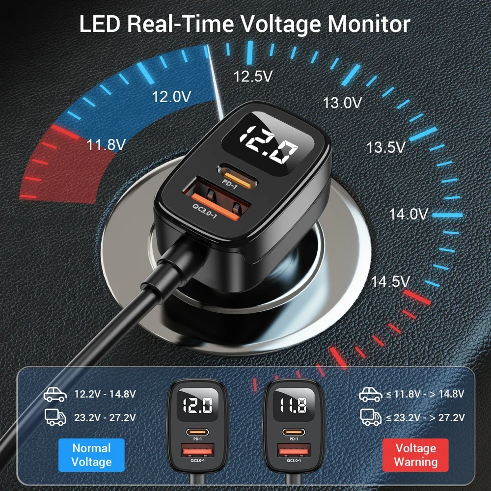 5 IN 1 Car Charger 78W PD 3.0 QC 3.0 SCP Quick Charge USB Type C Fast Car Chargers Charging For iPhone 13 14 Pro Samsung Huawei