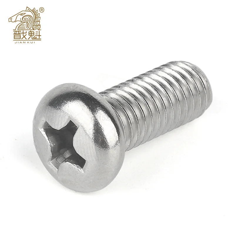 Parafuso de cabeça arredondada phillips, parafuso de aço inoxidável com ponta arredondada, medidas 2, 3, 4, 5, 8mm e comprimento 3-10/50mm, 304 m2, 5, m3, m3.5, m4, m5, m6, m8, a2 100