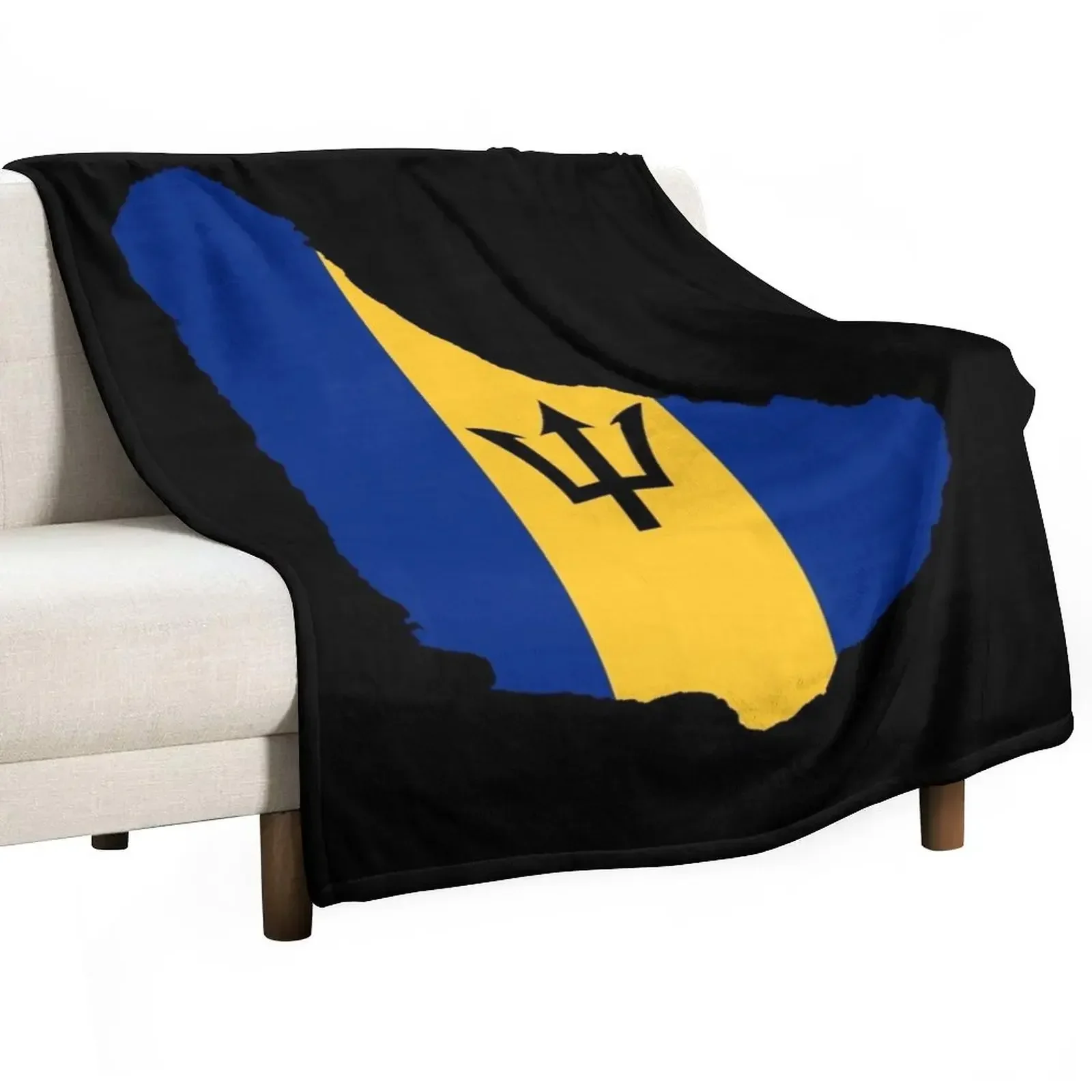 Flag Map of Barbados Throw Blanket Flannels Tourist christmas gifts Blankets